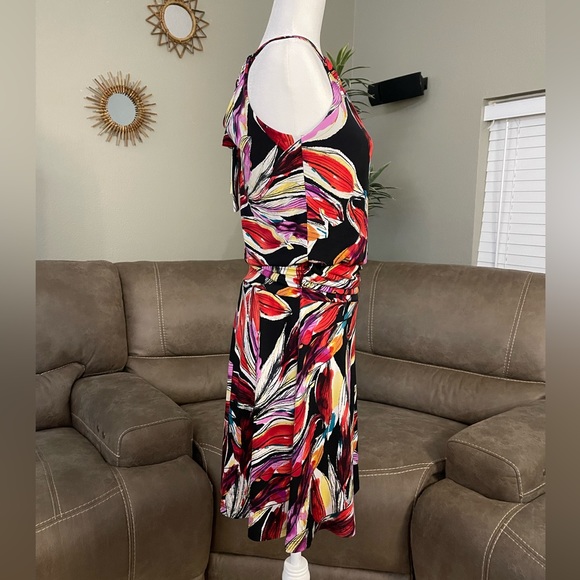 VIBRANT Patterned Sleeveless Keyhole Dress by Valerie Bertinelli Sz 6 - Picture 3 of 9